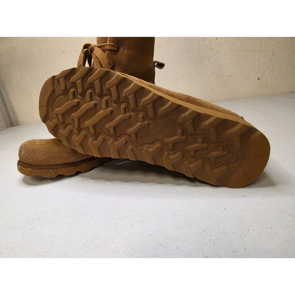 Bearpaw Krista Women 7 Hickory Suede Lace Up Winter Wedge Boots